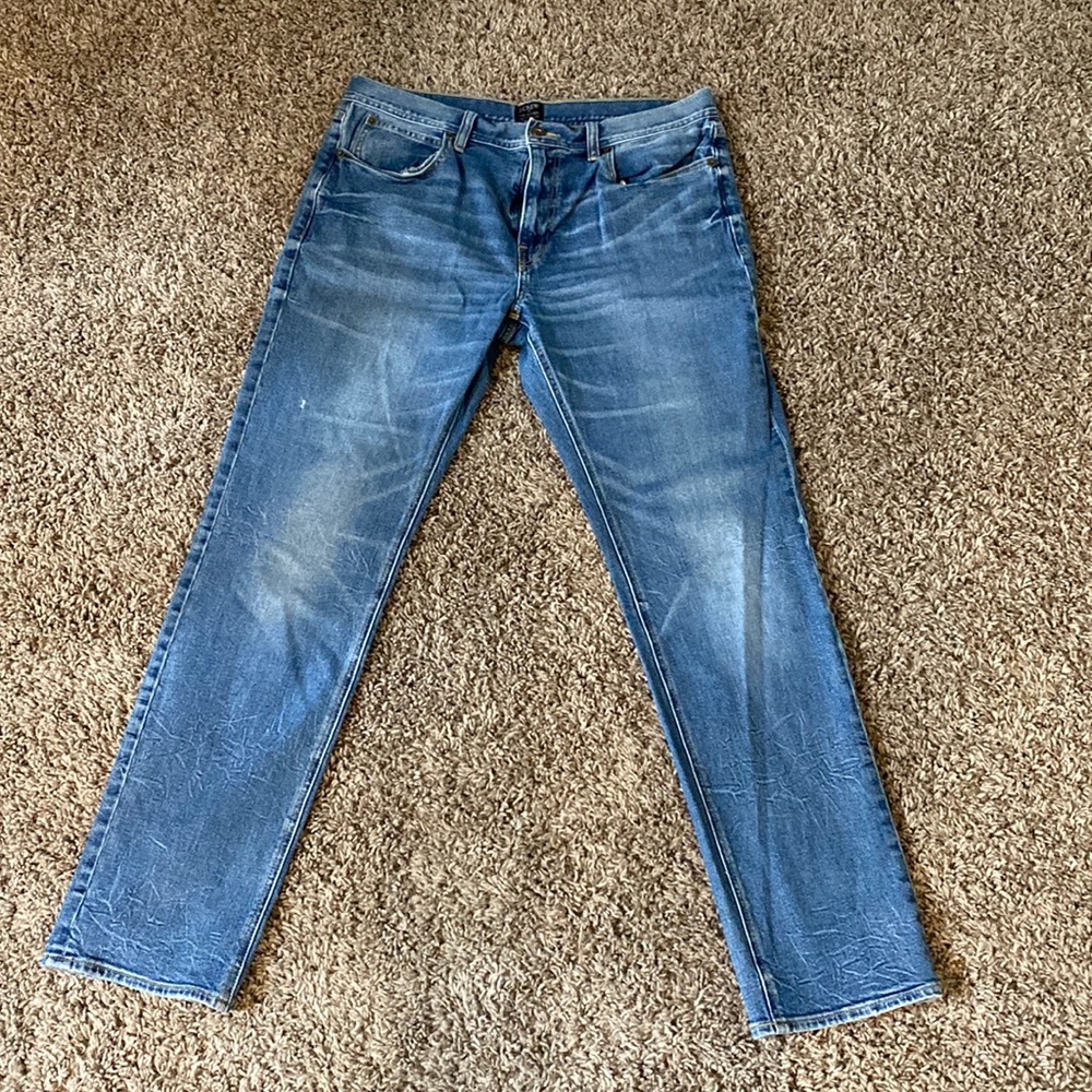 Sz 33x32 Mens JCrew Sutton Jeans with Stretch Light Wash Zip Front